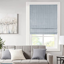 Load image into Gallery viewer, Madison Park Galen Cordless Roman Shades - Fabric Privacy Single Panel Darkening, Energy Efficient, Thermal Insulated Window Blind Treatment, for Bedroom, Living Room Decor, 27" x 64", Blue