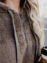 Load image into Gallery viewer, Century Star Womens Oversized Long Sleeve Casual Pullover Sweatshirt Fuzzy Hoodie Pockets Brown Small