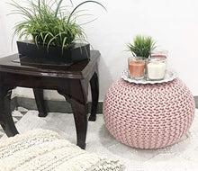 Load image into Gallery viewer, Fernish Decor Round Pouf Ottoman Hand Knitted Cotton Pouf Footrest,Foot Stool, Knit Bean Bag Floor Chair for Bed Room Living | Room | Accent Seat (Cloud Pink 20x20x14 Inch)