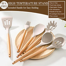 Load image into Gallery viewer, Umite Chef Kitchen Cooking Utensils Set, 33 pcs Non-Stick Silicone Cooking Kitchen Utensils Spatula Set with Holder, Wooden Handle Silicone Kitchen Gadgets Utensil Set (Khaki)