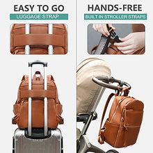 Load image into Gallery viewer, Diaper Bag Backpack Mominside Leather Baby Bag with 6 Insulated Pockets for Mom Dad, Baby Registry Search, Changing Station, Stroller Straps, Large Capacity for Wet Clothes, Waterproof(Brown)