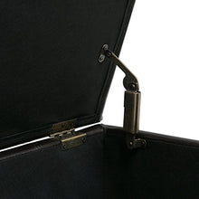 Load image into Gallery viewer, SIMPLIHOME Dover 36 inch Wide Rectangle Lift Top Storage Ottoman Bench in Upholstered Tanners Brown Faux Leather, Footrest Stool, Coffee Table for the Living Room, Bedroom and Kids Room