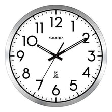 Load image into Gallery viewer, Sharp Atomic Analog Wall Clock - 12" Silver Brushed Finish - Sets Automatically- Battery Operated - Easy to Read - Easy to USE: Simple, Easy to Read Style fits Any Decor…