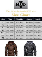Load image into Gallery viewer, Hood Crew Men’s Casual Stand Collar PU Faux Leather Zip-Up Motorcycle Bomber Jacket With a Removable Hood