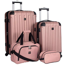 Load image into Gallery viewer, Travelers Club Midtown Hardside 4-Piece Luggage Travel Set, Rose Gold