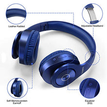 Load image into Gallery viewer, Bluetooth Headphones Wireless,TUINYO Over Ear Stereo Wireless Headset 40H Playtime with deep bass, Soft Memory-Protein Earmuffs, Built-in Mic Wired Mode PC/Cell Phones/TV-Dark Blue