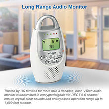 Load image into Gallery viewer, VTech DM221 Audio Baby Monitor with up to 1,000 ft of Range, Vibrating Sound-Alert, Talk Back Intercom & Night Light Loop, White/Silver