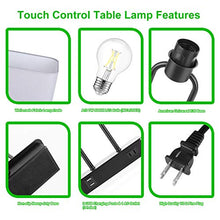 Load image into Gallery viewer, Bedside Touch Control Table Lamp with Dual USB Charging Ports 1 AC Outlet, 3 Way Dimmable Modern Nightstand Lamp with Grey Fabric Shade, Desk Lamp for Bedroom Living Room Office with 5000K LED Bulb