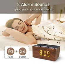 Load image into Gallery viewer, ANJANK Wooden Digital Alarm Clock FM Radio,10W Fast Wireless Charger Station for iPhone/Samsung Galaxy,5 Level Dimmer,USB Charging Port,2 Wake up Sounds,Bedrooms Sleep Timer,Wood LED Clock for Bedside
