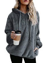 Load image into Gallery viewer, Century Star Womens Fuzzy Hoodies Pullover Sport Hoodie Cozy Oversized Pockets Hooded Sweatshirt Athletic Fleece Hoodies Dark Grey Large
