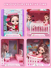 Load image into Gallery viewer, Doll House, Dollhouse w/ Furniture - Pink / Purple Girl Toys | 4 Stories, 11 Rooms w/ 2 Princesses, Slide, Lights, Gifts for 3 4 5 6 7 8 9 10 Year Old Girls Toys(27.6" x 26.8" x 35.8")