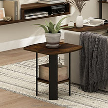 Load image into Gallery viewer, Furinno Simple Design End Side Night Stand/Bedside Table with Bin Drawer, Amber Pine/Black