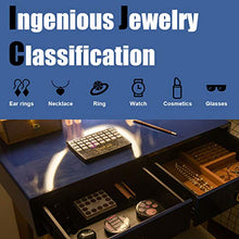 Load image into Gallery viewer, CHARMAID Vanity Set with Touch Screen Dimming Mirror, 3 Color Lighting Modes, Dressing Table with 4 Sliding Drawers, Modern Bedroom Makeup Table and Cushioned Stool Set for Women Girls (Navy)