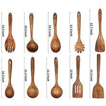 Load image into Gallery viewer, Wooden Spoons for Cooking,10 Pcs Natural Teak Wooden Kitchen Utensils Set Wooden Utensils for Cooking Wooden Cooking Utensils Wooden Spatulas for Cooking