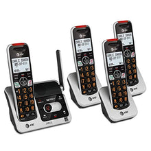 Load image into Gallery viewer, AT&T BL102-4 DECT 6.0 4-Handset Cordless Phone for Home with Answering Machine, Call Blocking, Caller ID Announcer, Audio Assist, Intercom, and Unsurpassed Range, Silver/Black