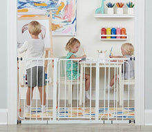 Load image into Gallery viewer, Regalo 56-Inch Extra WideSpan Walk Through Baby Gate, Includes 4-Inch, 8-Inch and 12-Inch Extension, 4 Pack of Pressure Mounts and 4 Pack of Wall Cups and Mounting Kit, White