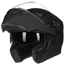 Load image into Gallery viewer, ILM Motorcycle Dual Visor Flip up Modular Full Face Helmet DOT 6 Colors (L, Matte Black)
