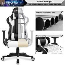Load image into Gallery viewer, Homall Gaming Chair Office Chair High Back Computer Chair Leather Desk Chair Racing Executive Ergonomic Adjustable Swivel Task Chair with Headrest and Lumbar Support (White)