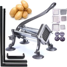 Load image into Gallery viewer, French Fry Cutter Commercial Grade Potato Slicer with Stand Suction Feet Complete Set, Includes 1/4", 3/8", 1/2", 2 Pieces L Stand
