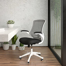 Load image into Gallery viewer, Flash Furniture Mid-Back Black Mesh Swivel Ergonomic Task Office Chair with White Frame and Flip-Up Arms