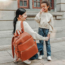 Load image into Gallery viewer, Diaper Bag Backpack Mominside Leather Baby Bag with 6 Insulated Pockets for Mom Dad, Baby Registry Search, Changing Station, Stroller Straps, Large Capacity for Wet Clothes, Waterproof(Brown)