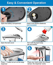 Load image into Gallery viewer, Automatic Soap Dispenser, PZOTRUF Touchless Dish Soap Dispenser 17oz/500ml with Upgraded Infrared Sensor, 5 Adjustable Soap Dispensing Levels, Liquid Hand Soap Dispenser for Bathroom Kitchen (Silver)