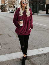 Load image into Gallery viewer, Century Star Womens Fuzzy Hoodies Pullover Sport Hoodie Cozy Oversized Pockets Hooded Sweatshirt Athletic Fleece Hoodies Wine Red Medium