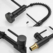 Load image into Gallery viewer, OWOFAN Kitchen Faucets Commercial Solid Brass Single Handle Single Lever Pull Down Sprayer Spring Kitchen Sink Faucet Matte Black Grifos De Cocina 9009R