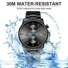 Load image into Gallery viewer, GOLDEN HOUR Men's Watches with Stainless Steel and Metal Casual Waterproof Chronograph Quartz Watch, Auto Date in Blue Hands