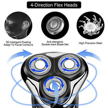 Load image into Gallery viewer, SURKER Electric Shaver Razor Cordless Beard Trimmer for Men Nose Hair Trimmer 3 in 1 Trimmer Grooming Kit Plus 1 Facial Cleansing Brush Waterproof USB Rechargeable Dry Wet