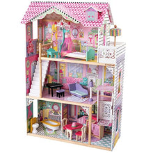 Load image into Gallery viewer, KidKraft Annabelle Wooden Dollhouse with Elevator, Balcony and 17 Accessories, Gift for Ages 3+