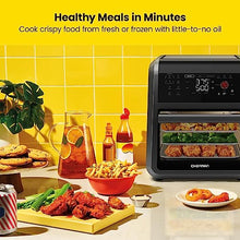 Load image into Gallery viewer, CHEFMAN ExacTemp™ 12 Quart 5-in-1 Air Fryer with Integrated Smart Cooking Thermometer, 28 Touchscreen Presets, Rotisserie, Dehydrator, Bake, XL Convection Oven with Auto Shutoff, Black