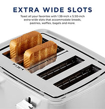 Load image into Gallery viewer, GE Stainless Steel Toaster | 4 Slice | Extra Wide Slots for Toasting Bagels, Breads, Waffles & More | 7 Shade Options for the Entire Household to Enjoy | Countertop Kitchen Essentials | 1500 Watts