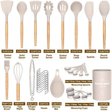 Load image into Gallery viewer, Umite Chef Kitchen Cooking Utensils Set, 33 pcs Non-Stick Silicone Cooking Kitchen Utensils Spatula Set with Holder, Wooden Handle Silicone Kitchen Gadgets Utensil Set (Khaki)