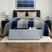 Load image into Gallery viewer, SONGMICS 43 Inches Folding Storage Ottoman Bench, Storage Chest, Footrest, Coffee Table, Padded Seat, Faux Leather, Holds up to 660 lb, Gray ULSF70GY