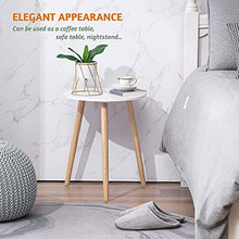 Load image into Gallery viewer, Apicizon Round Side Table, White Nightstand Coffee End Table for Living Room, Bedroom, Small Spaces, Easy Assembly Modern Home Decor Bedside Table with Natural Wood Legs, 16.5 x 20.5 Inches