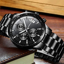 Load image into Gallery viewer, CRRJU Men's Watch Fashion Business Chronograph Quartz Wristwatches,Luxury Stainsteel Steel Band Waterproof Watch for Men Black dial