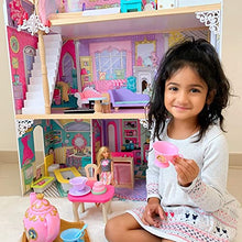 Load image into Gallery viewer, KidKraft Annabelle Wooden Dollhouse with Elevator, Balcony and 17 Accessories, Gift for Ages 3+