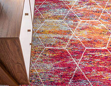 Load image into Gallery viewer, Unique Loom Trellis Frieze Collection Area Rug-Modern Morroccan Inspired Geometric Lattice Design, 6 x 9 ft, Multi/Fuchsia