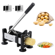 Load image into Gallery viewer, Votron French Fry Cutter Potato Cutter Stainless Steel with 2 Size Durable Blades for Vegetables, Potato, Onions, Carrots, Cucumbers, Fruits, Apples