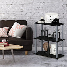 Load image into Gallery viewer, FURINNO Turn-S-Tube 3-Tier Compact Shelf Display Rack, Square, Black/Grey