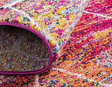 Load image into Gallery viewer, Unique Loom Trellis Frieze Collection Area Rug-Modern Morroccan Inspired Geometric Lattice Design, 6 x 9 ft, Multi/Fuchsia
