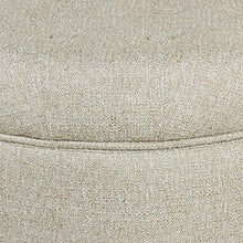 Load image into Gallery viewer, HomePop by Kinfine Fabric Upholstered Round Storage Ottoman - Velvet Button Tufted Ottoman with Removable Lid, Twine