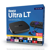 Load image into Gallery viewer, Roku Ultra LT 4K/HDR/HD Streaming Player with Enhanced Voice Remote, Ethernet, MicroSD with Premium 6FT 4K Ready HDMI Cable, Black
