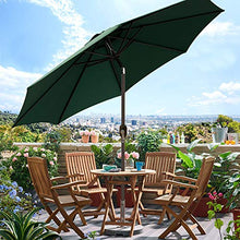 Load image into Gallery viewer, Blissun 9' Outdoor Aluminum Patio Umbrella, Striped Patio Umbrella, Market Striped Umbrella with Push Button Tilt and Crank (Dark Green)