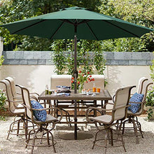 Load image into Gallery viewer, Blissun 9' Outdoor Aluminum Patio Umbrella, Striped Patio Umbrella, Market Striped Umbrella with Push Button Tilt and Crank (Dark Green)