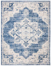 Load image into Gallery viewer, SAFAVIEH Brentwood Collection BNT865A Medallion Distressed Non-Shedding Living Room Bedroom Dining Home Office Area Rug, 8' x 10', Ivory / Navy
