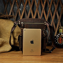 Load image into Gallery viewer, Le'aokuu Mens Genuine Leather Bike Cycling Waist Hip Bum Fanny Pack Drop Leg Bag (1-913-5 Dark Brown)