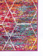 Load image into Gallery viewer, Unique Loom Trellis Frieze Collection Area Rug-Modern Morroccan Inspired Geometric Lattice Design, 6 x 9 ft, Multi/Fuchsia
