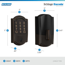 Load image into Gallery viewer, Schlage Encode Smart Wi-Fi Deadbolt with Camelot Trim in Aged Bronze